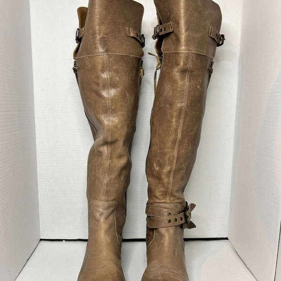 Brown Leather Knee-High Boots - Picture 9 of 10